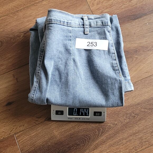 NEW Denim Maxi Skirt Sz 11 29 Button Front Happily Grey Boho Stretch Modest - Picture 16 of 16